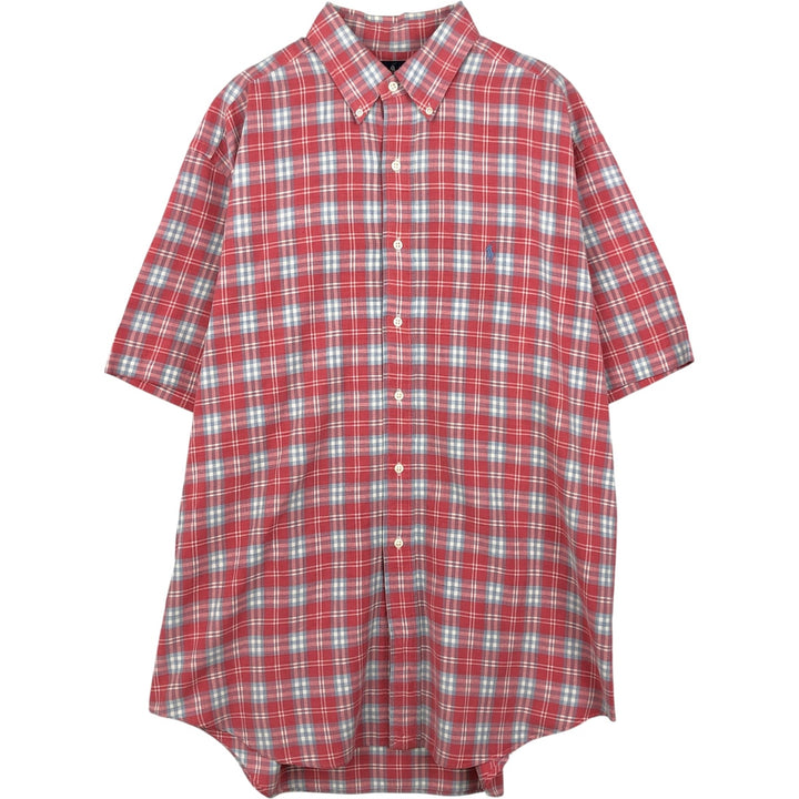 Ralph Lauren BLAKE short sleeve button down check shirt, men's size L cotton red type Vintage Second Hand