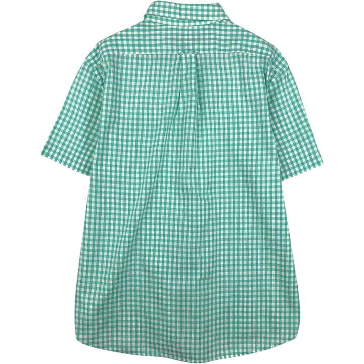 Ralph Lauren Classic Fit Gingham Check Short-Sleeve Button-Down Check Shirt, Men's Size L (approx.) cotton green type Vintage Second Hand