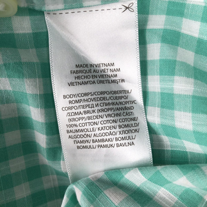 Ralph Lauren Classic Fit Gingham Check Short-Sleeve Button-Down Check Shirt, Men's Size L (approx.) cotton green type Vintage Second Hand