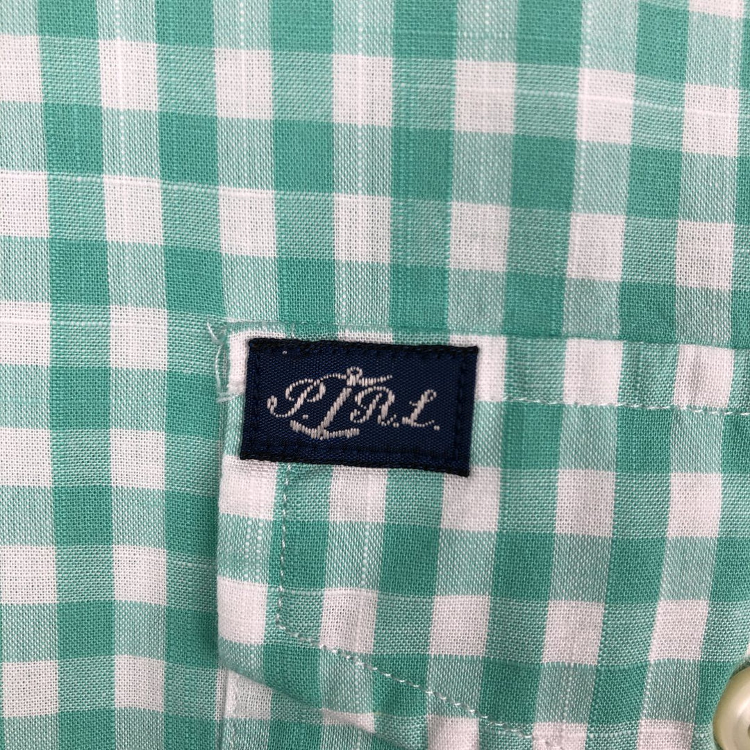 Ralph Lauren Classic Fit Gingham Check Short-Sleeve Button-Down Check Shirt, Men's Size L (approx.) cotton green type Vintage Second Hand