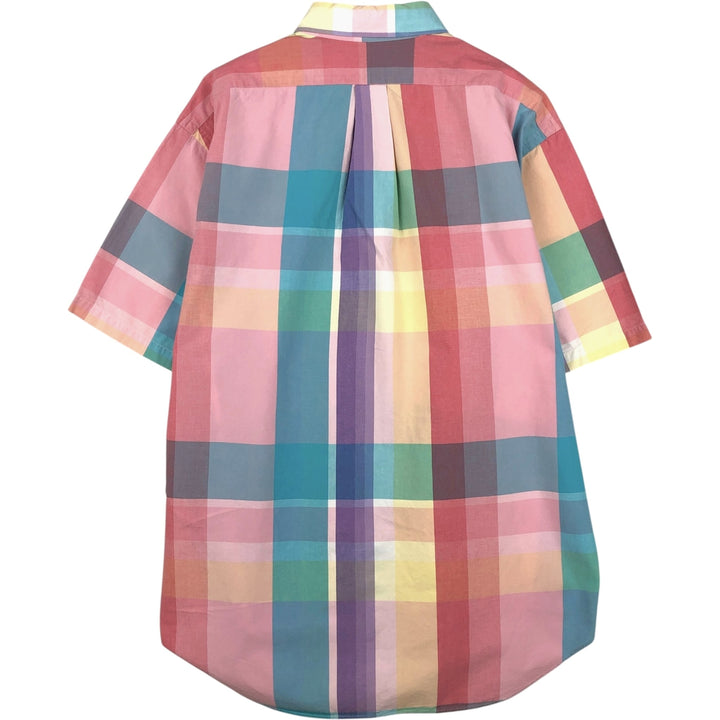 Ralph Lauren BLAIRE short sleeve button down check shirt, men's size L cotton pink type Vintage Second Hand
