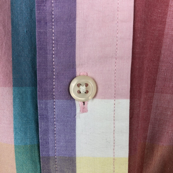 Ralph Lauren BLAIRE short sleeve button down check shirt, men's size L cotton pink type Vintage Second Hand
