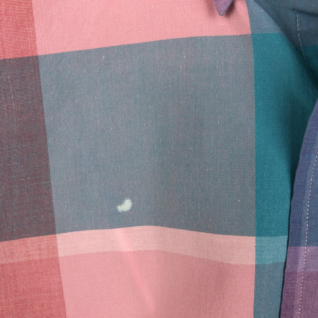 Ralph Lauren BLAIRE short sleeve button down check shirt, men's size L cotton pink type Vintage Second Hand