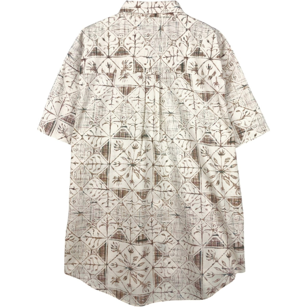 80'S Ralph Lauren CHAPS all-over print short sleeve button-down shirt, men's size L, vintage cotton white type Vintage Second Hand