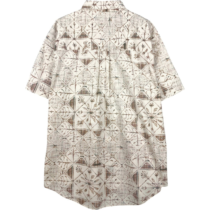 80'S Ralph Lauren CHAPS all-over print short sleeve button-down shirt, men's size L, vintage cotton white type Vintage Second Hand