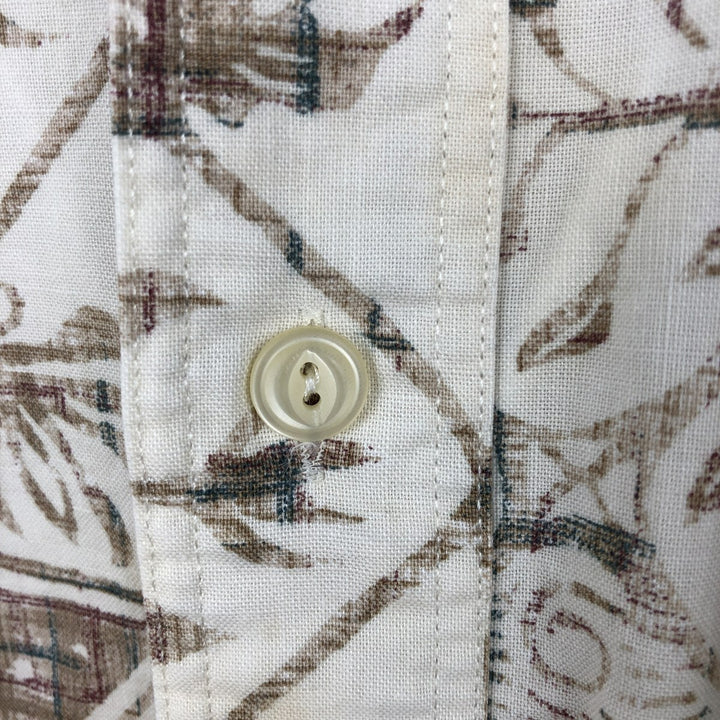80'S Ralph Lauren CHAPS all-over print short sleeve button-down shirt, men's size L, vintage cotton white type Vintage Second Hand