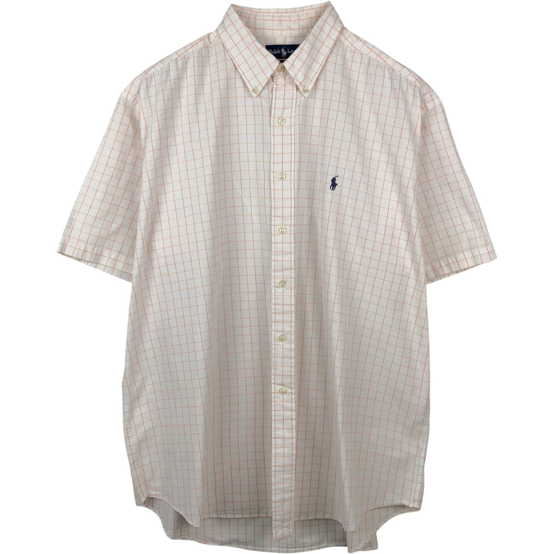 Ralph Lauren BLAKE short sleeve button down check shirt men's XL size cotton white type Vintage Second Hand