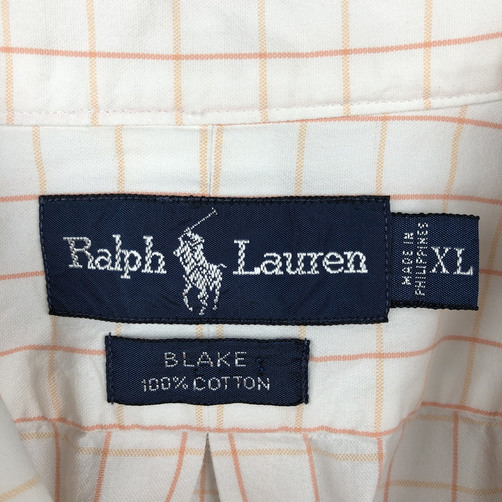 Ralph Lauren BLAKE short sleeve button down check shirt men's XL size cotton white type Vintage Second Hand