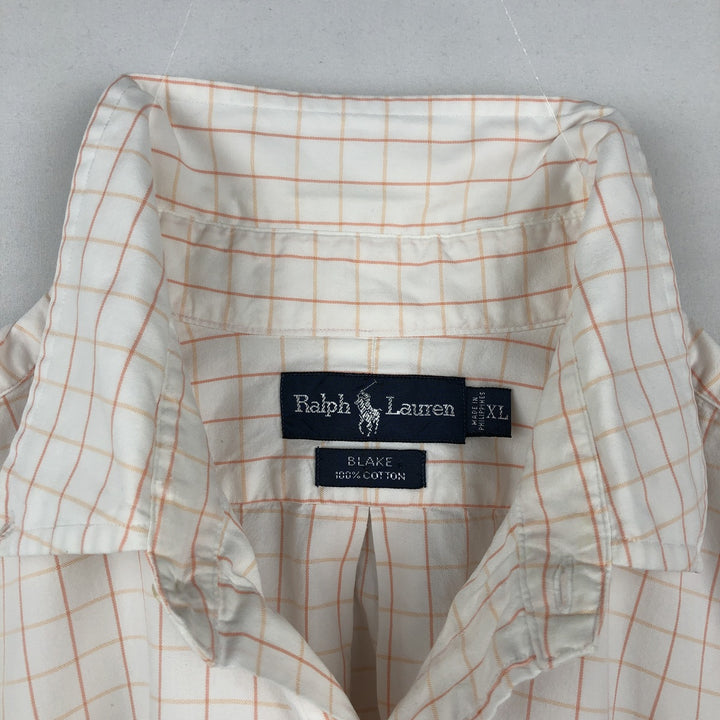 Ralph Lauren BLAKE short sleeve button down check shirt men's XL size cotton white type Vintage Second Hand