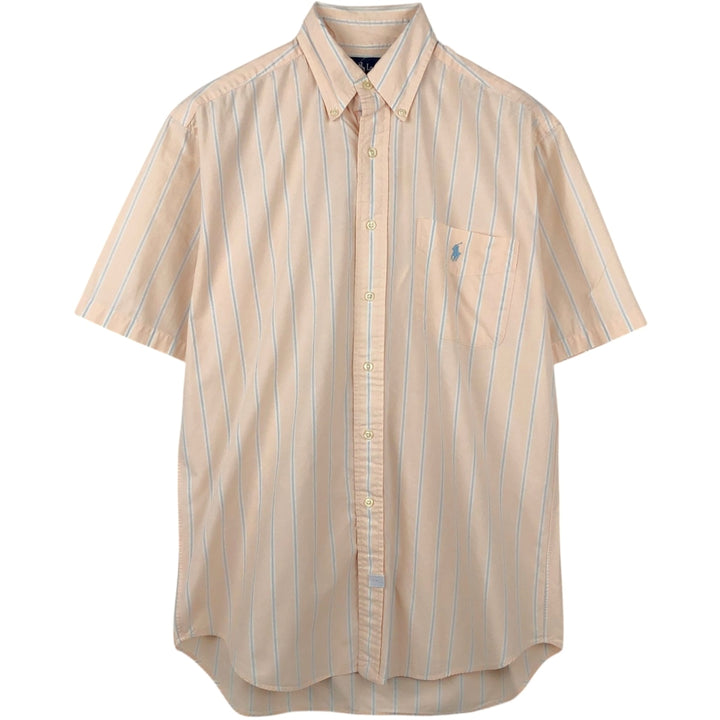 Ralph Lauren TILDEN Short-Sleeve Button-Down Striped Shirt, Men's Size S (approx.) cotton coral Vintage Second Hand