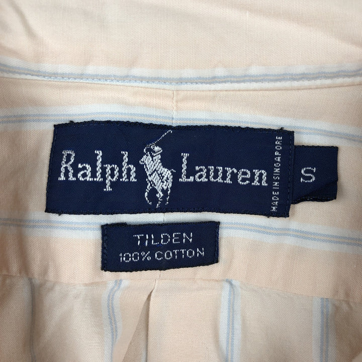 Ralph Lauren TILDEN Short-Sleeve Button-Down Striped Shirt, Men's Size S (approx.) cotton coral Vintage Second Hand