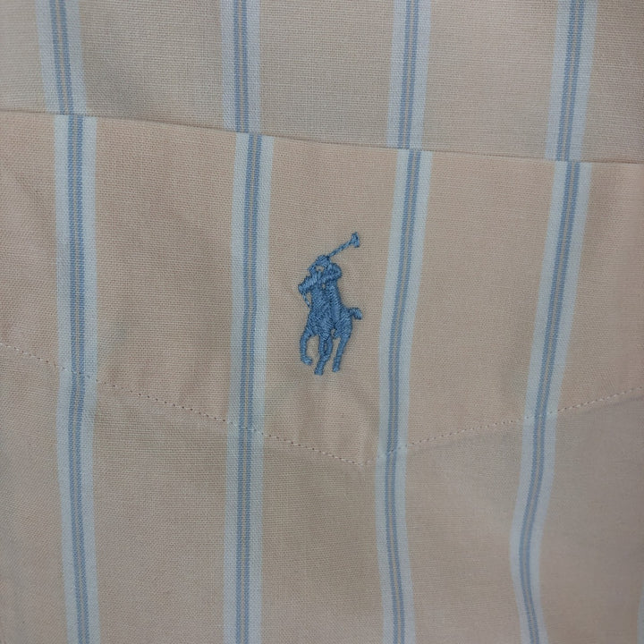 Ralph Lauren TILDEN Short-Sleeve Button-Down Striped Shirt, Men's Size S (approx.) cotton coral Vintage Second Hand