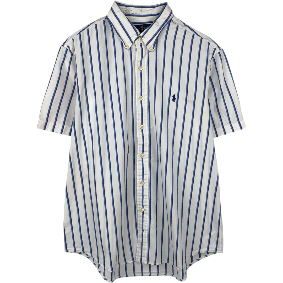 Ralph Lauren Classic Fit Short Sleeve Button Down Striped Shirt Men's Size L cotton blue type Vintage Second Hand