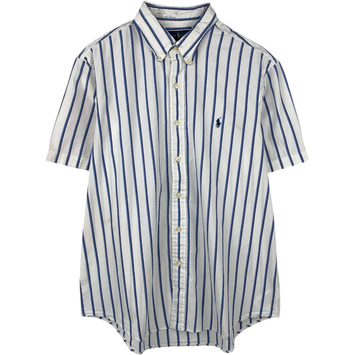 Ralph Lauren Classic Fit Short Sleeve Button Down Striped Shirt Men's Size L cotton blue type Vintage Second Hand