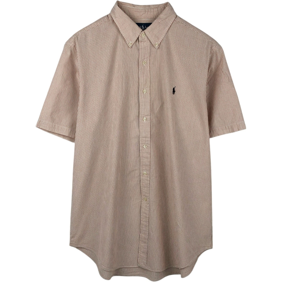 Ralph Lauren CLASSIC FIT Classic Fit Seersucker Short Sleeve Button Down Striped Shirt Men's XL cotton cheek Vintage Second Hand