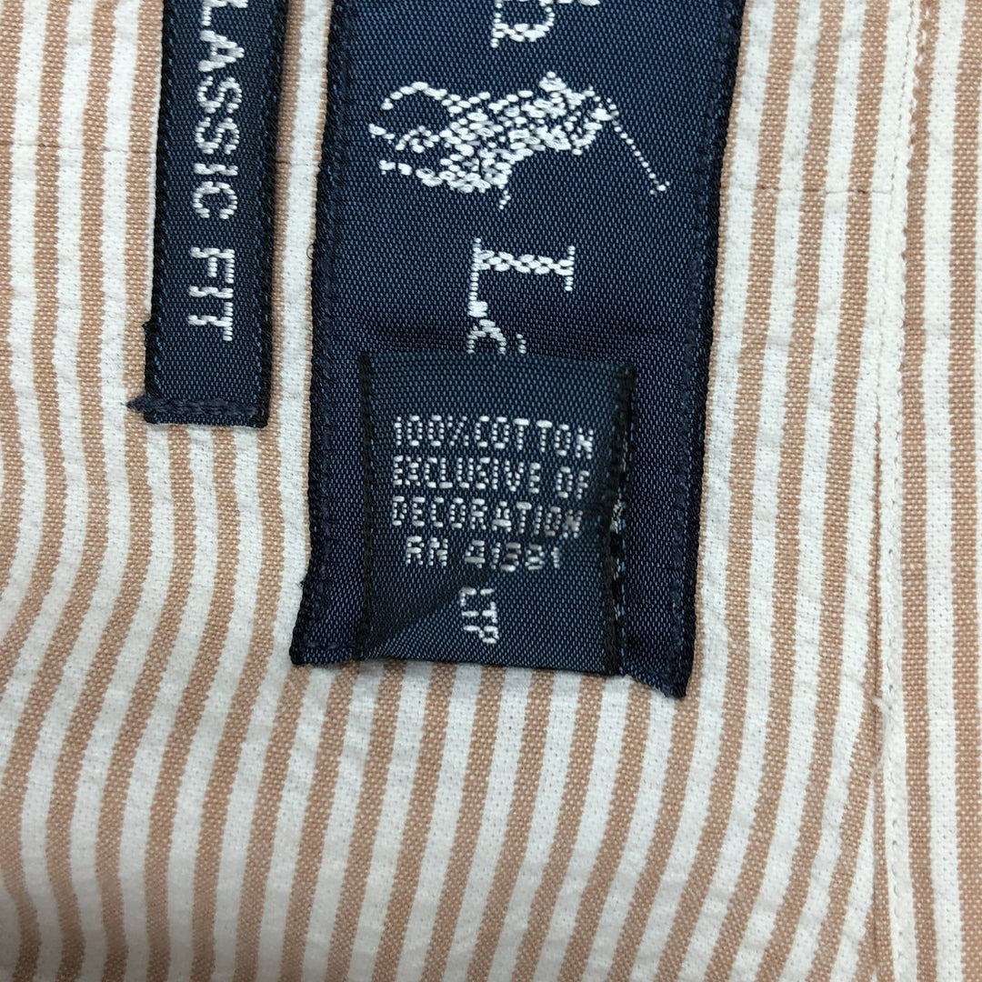 Ralph Lauren CLASSIC FIT Classic Fit Seersucker Short Sleeve Button Down Striped Shirt Men's XL cotton cheek Vintage Second Hand