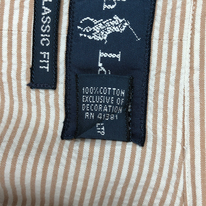 Ralph Lauren CLASSIC FIT Classic Fit Seersucker Short Sleeve Button Down Striped Shirt Men's XL cotton cheek Vintage Second Hand