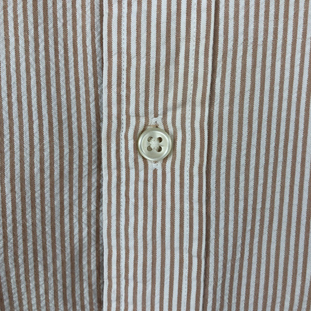 Ralph Lauren CLASSIC FIT Classic Fit Seersucker Short Sleeve Button Down Striped Shirt Men's XL cotton cheek Vintage Second Hand