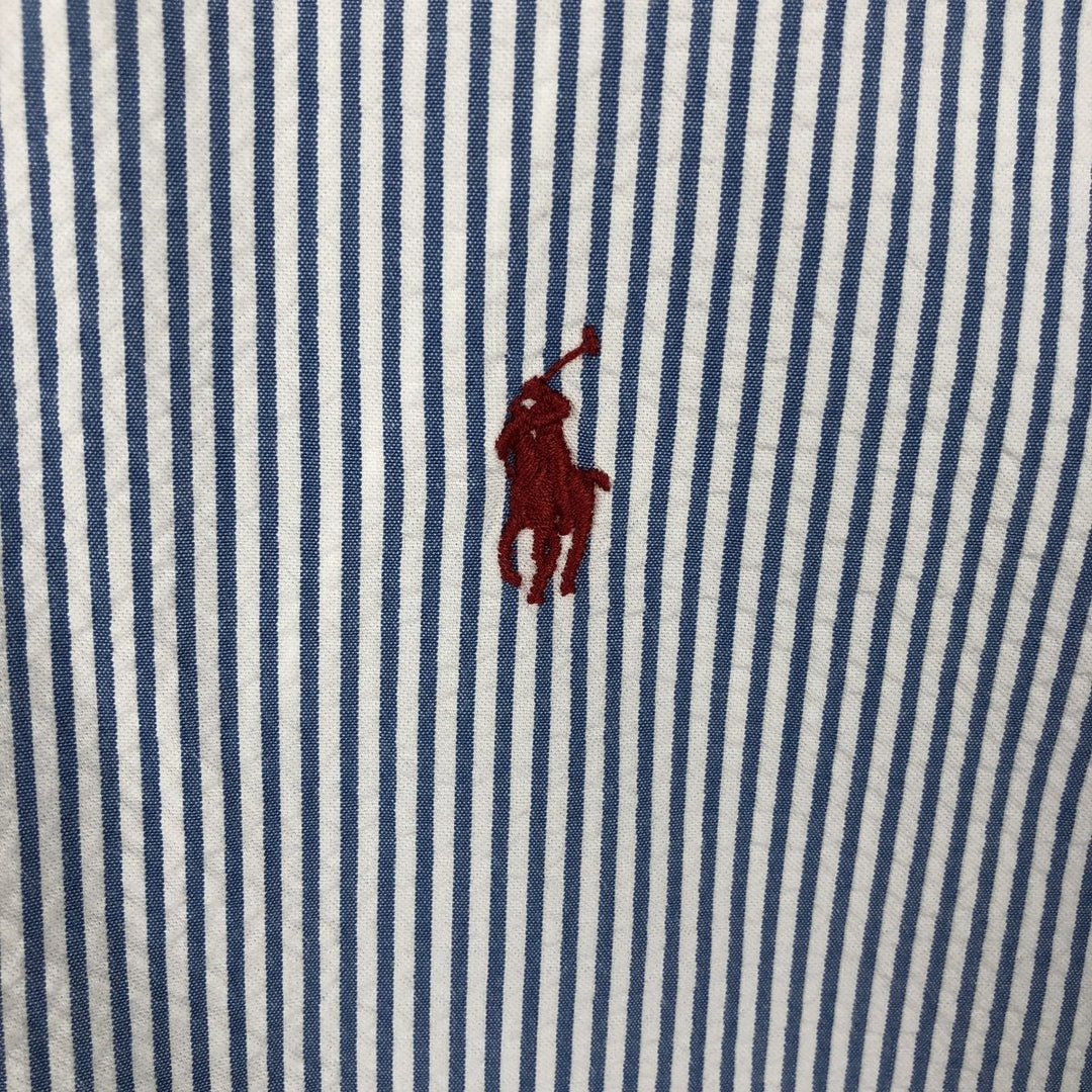 Ralph Lauren CLASSIC FIT Classic Fit Seersucker Short Sleeve Button Down Striped Shirt Men's L cotton blue type Vintage Second Hand