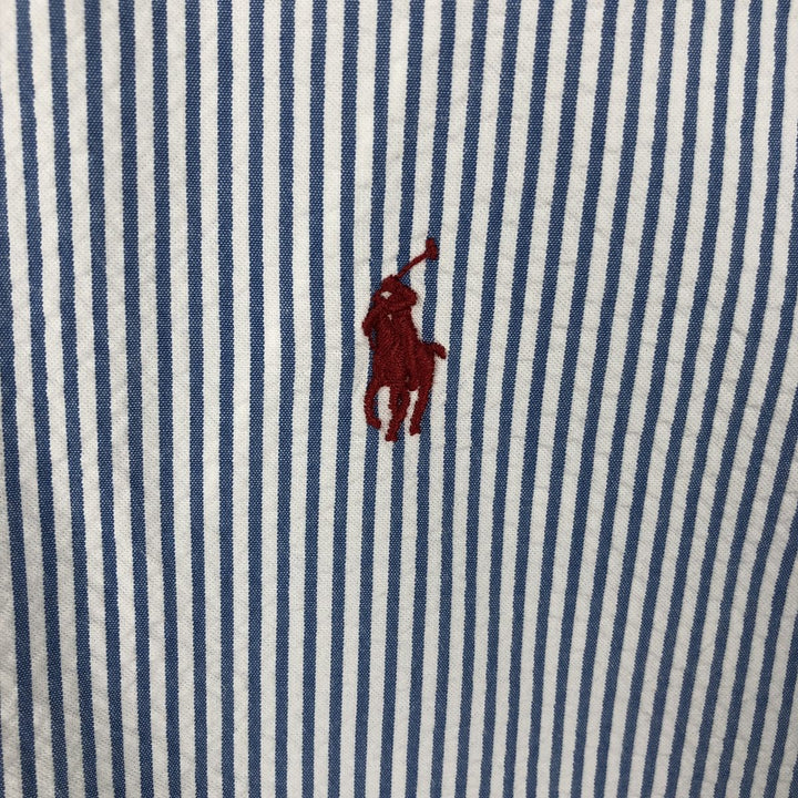 Ralph Lauren CLASSIC FIT Classic Fit Seersucker Short Sleeve Button Down Striped Shirt Men's L cotton blue type Vintage Second Hand