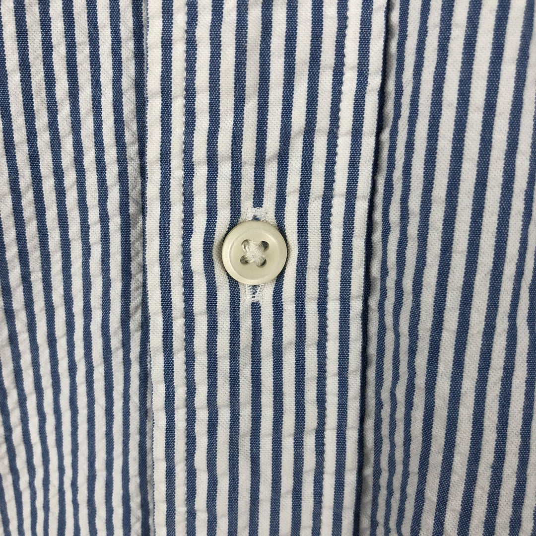 Ralph Lauren CLASSIC FIT Classic Fit Seersucker Short Sleeve Button Down Striped Shirt Men's L cotton blue type Vintage Second Hand