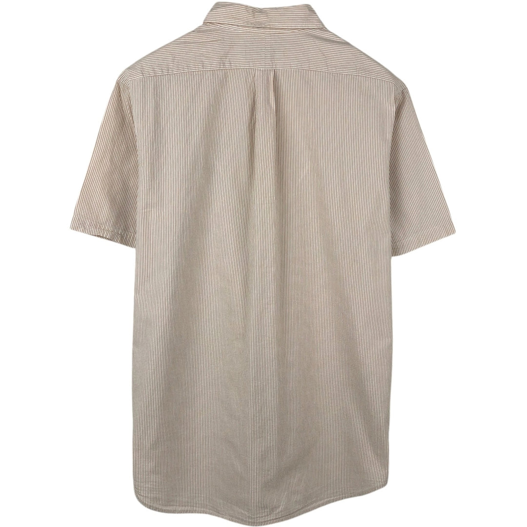 Ralph Lauren Seersucker Short Sleeve Button-Down Striped Shirt Men's XL cotton Beige type Vintage Second Hand
