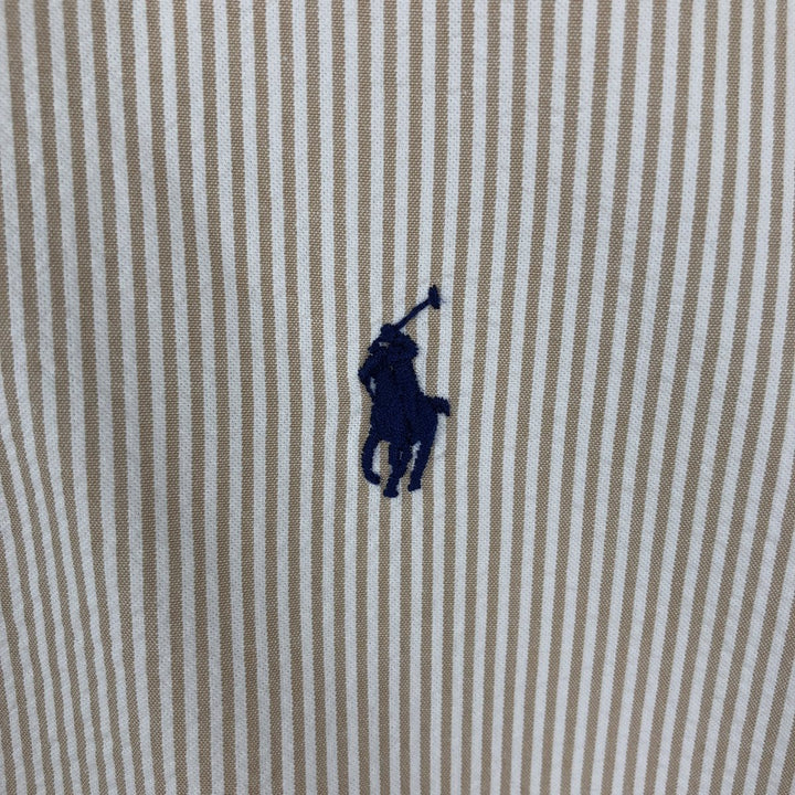 Ralph Lauren Seersucker Short Sleeve Button-Down Striped Shirt Men's XL cotton Beige type Vintage Second Hand