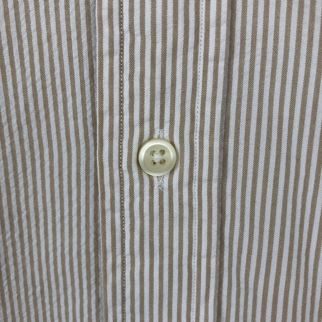 Ralph Lauren Seersucker Short Sleeve Button-Down Striped Shirt Men's XL cotton Beige type Vintage Second Hand