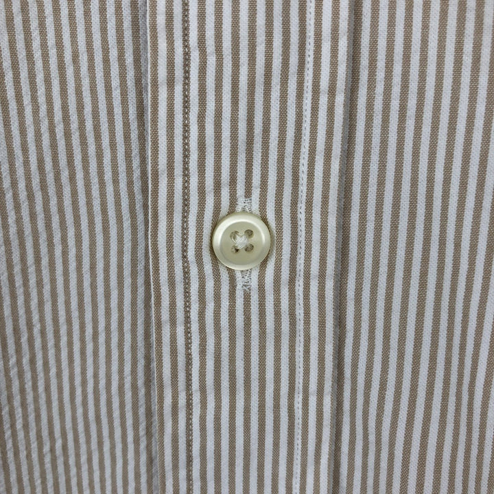 Ralph Lauren Seersucker Short Sleeve Button-Down Striped Shirt Men's XL cotton Beige type Vintage Second Hand