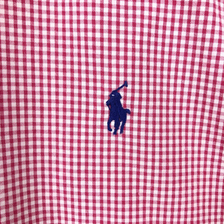Ralph Lauren BLAKE Gingham Check Seersucker Short-Sleeve Button-Down Check Shirt, Men's Size L (approx.) cotton red type Vintage Second Hand
