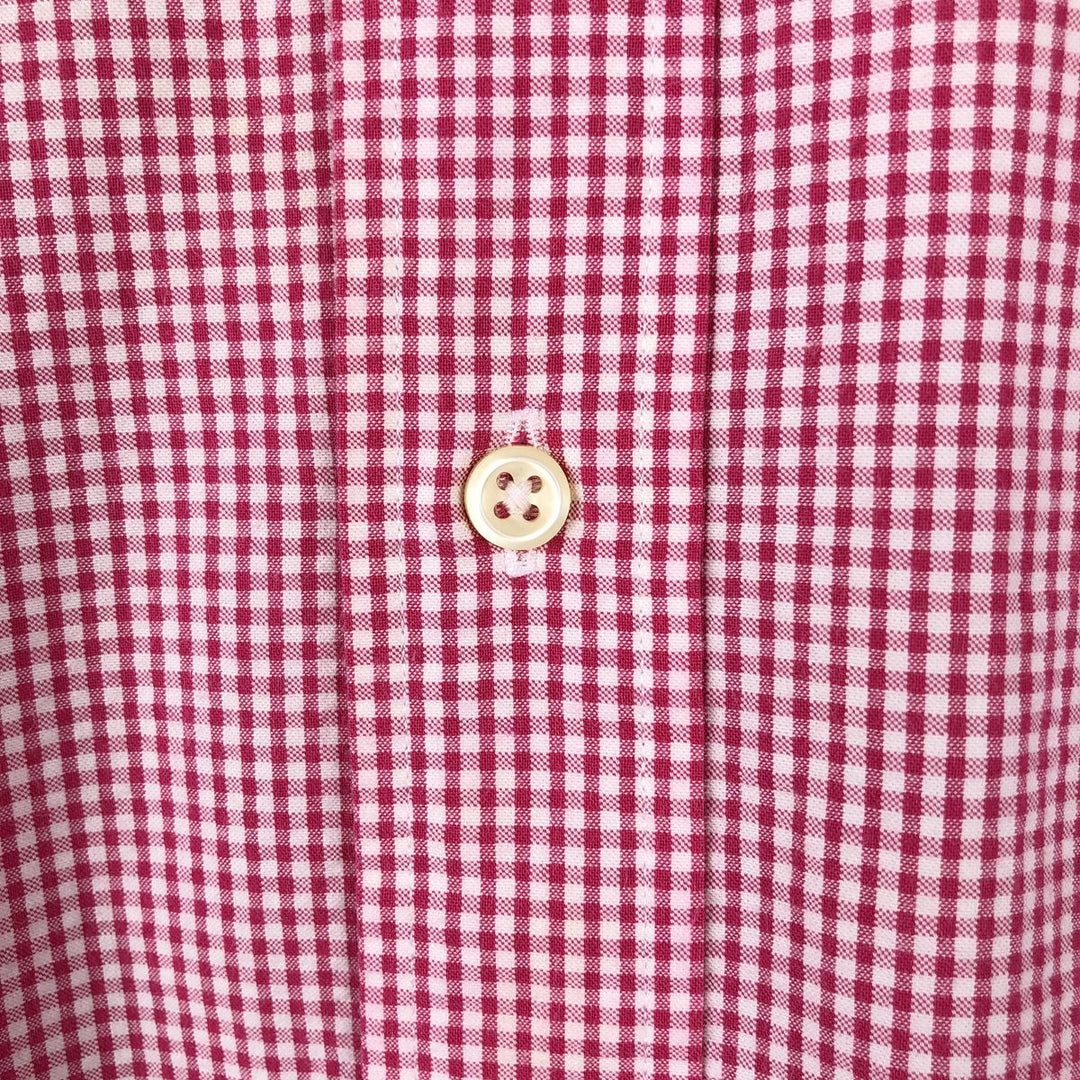 Ralph Lauren BLAKE Gingham Check Seersucker Short-Sleeve Button-Down Check Shirt, Men's Size L (approx.) cotton red type Vintage Second Hand