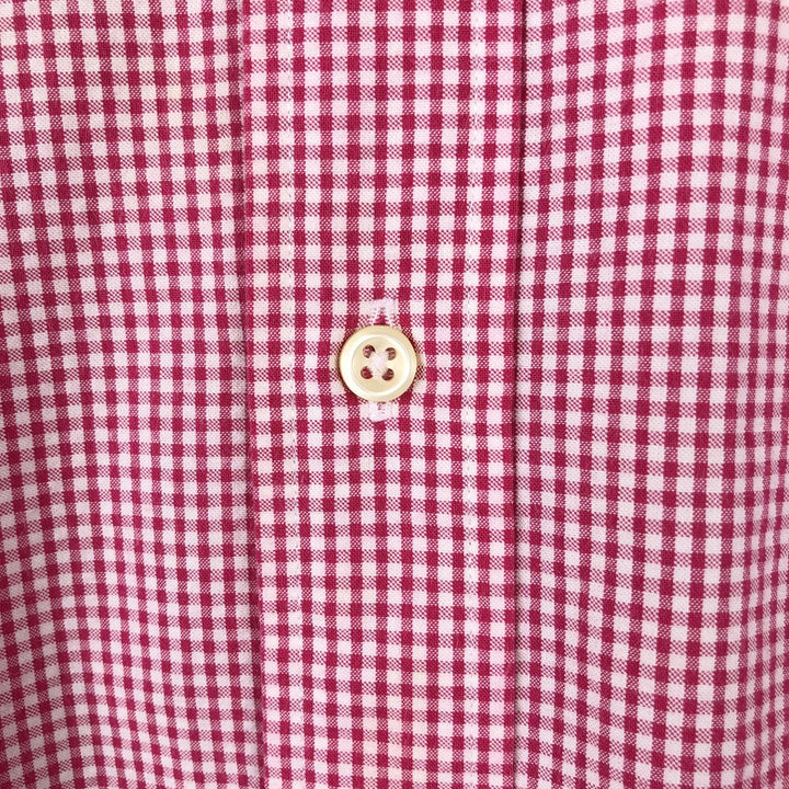 Ralph Lauren BLAKE Gingham Check Seersucker Short-Sleeve Button-Down Check Shirt, Men's Size L (approx.) cotton red type Vintage Second Hand