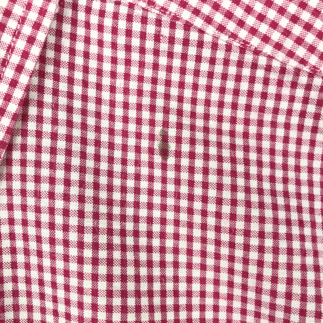 Ralph Lauren BLAKE Gingham Check Seersucker Short-Sleeve Button-Down Check Shirt, Men's Size L (approx.) cotton red type Vintage Second Hand