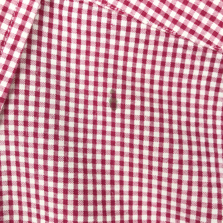 Ralph Lauren BLAKE Gingham Check Seersucker Short-Sleeve Button-Down Check Shirt, Men's Size L (approx.) cotton red type Vintage Second Hand