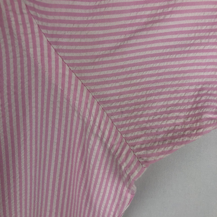 Ralph Lauren Seersucker Short Sleeve Button-Down Striped Shirt, Men's Size L cotton pink type Vintage Second Hand