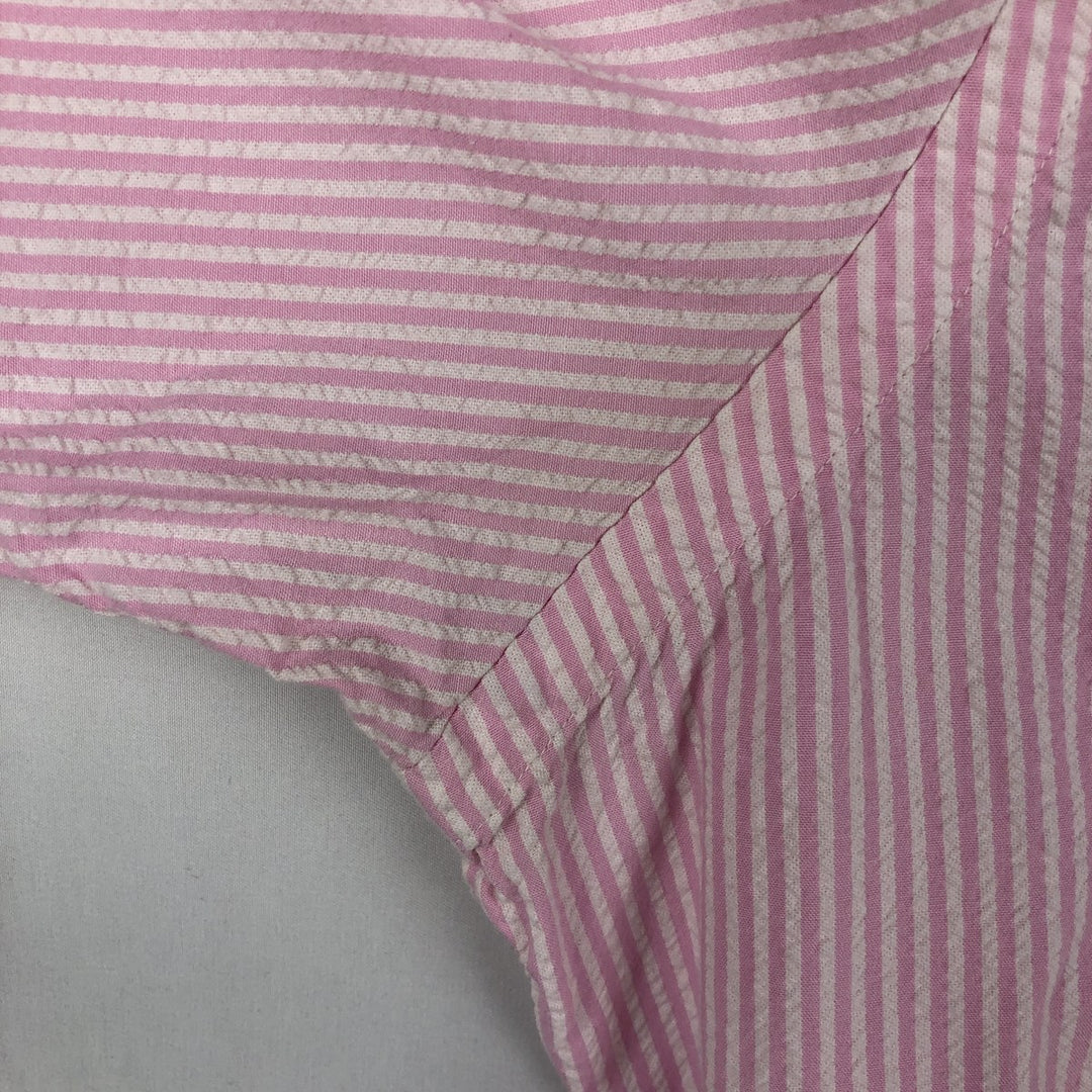 Ralph Lauren Seersucker Short Sleeve Button-Down Striped Shirt, Men's Size L cotton pink type Vintage Second Hand