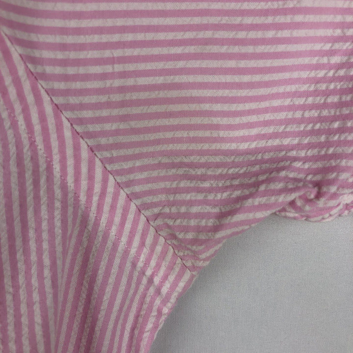 Ralph Lauren Seersucker Short Sleeve Button-Down Striped Shirt, Men's Size L cotton pink type Vintage Second Hand