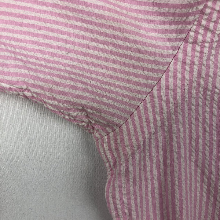 Ralph Lauren Seersucker Short Sleeve Button-Down Striped Shirt, Men's Size L cotton pink type Vintage Second Hand