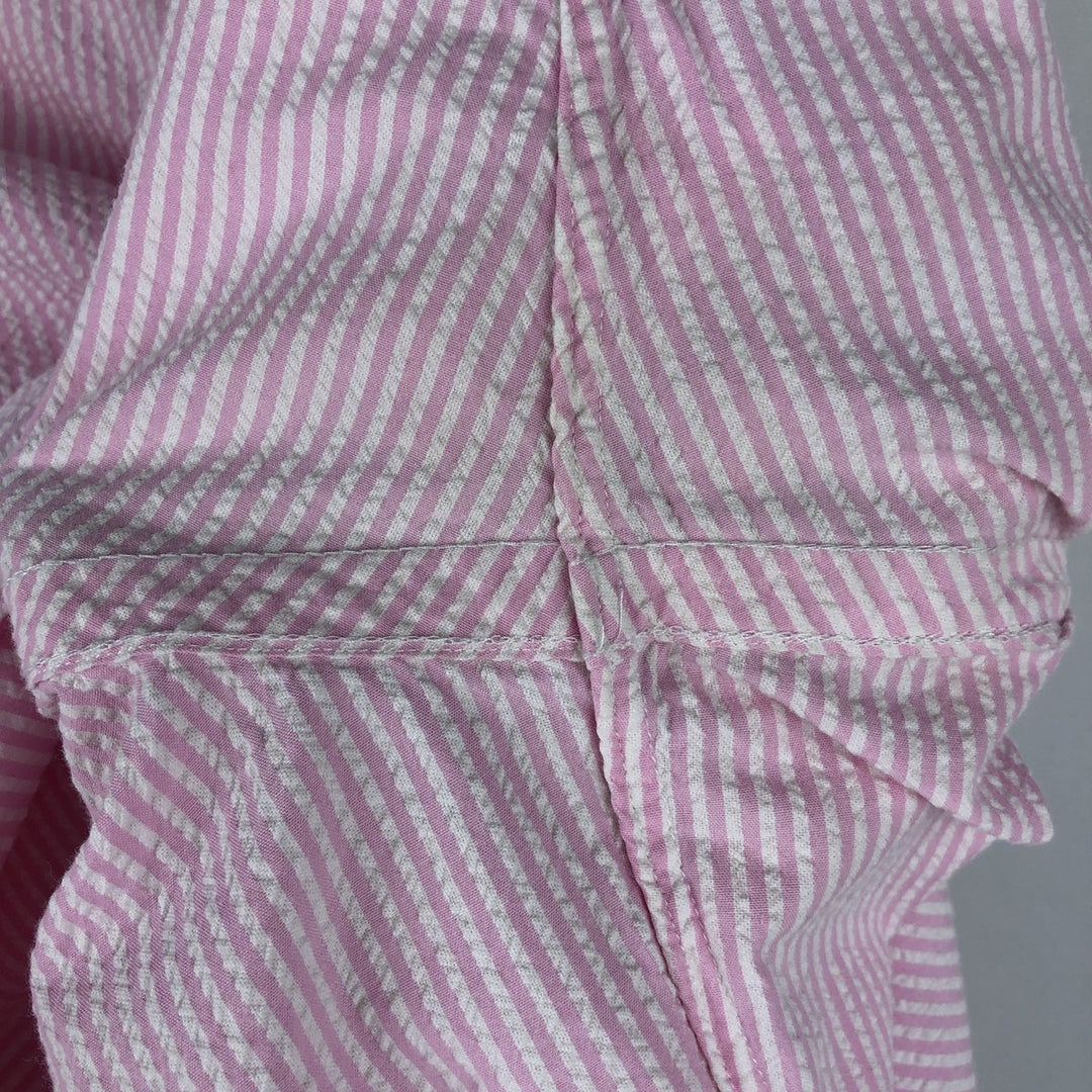 Ralph Lauren Seersucker Short Sleeve Button-Down Striped Shirt, Men's Size L cotton pink type Vintage Second Hand