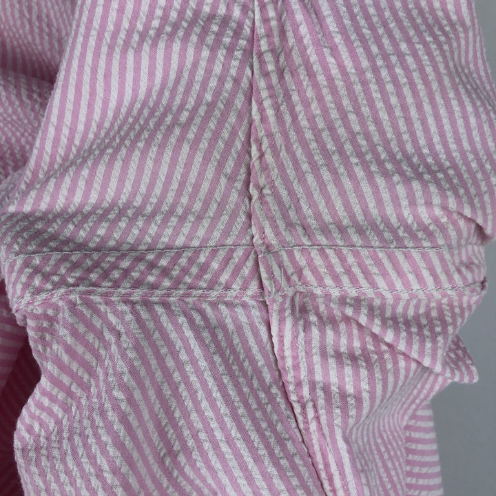 Ralph Lauren Seersucker Short Sleeve Button-Down Striped Shirt, Men's Size L cotton pink type Vintage Second Hand