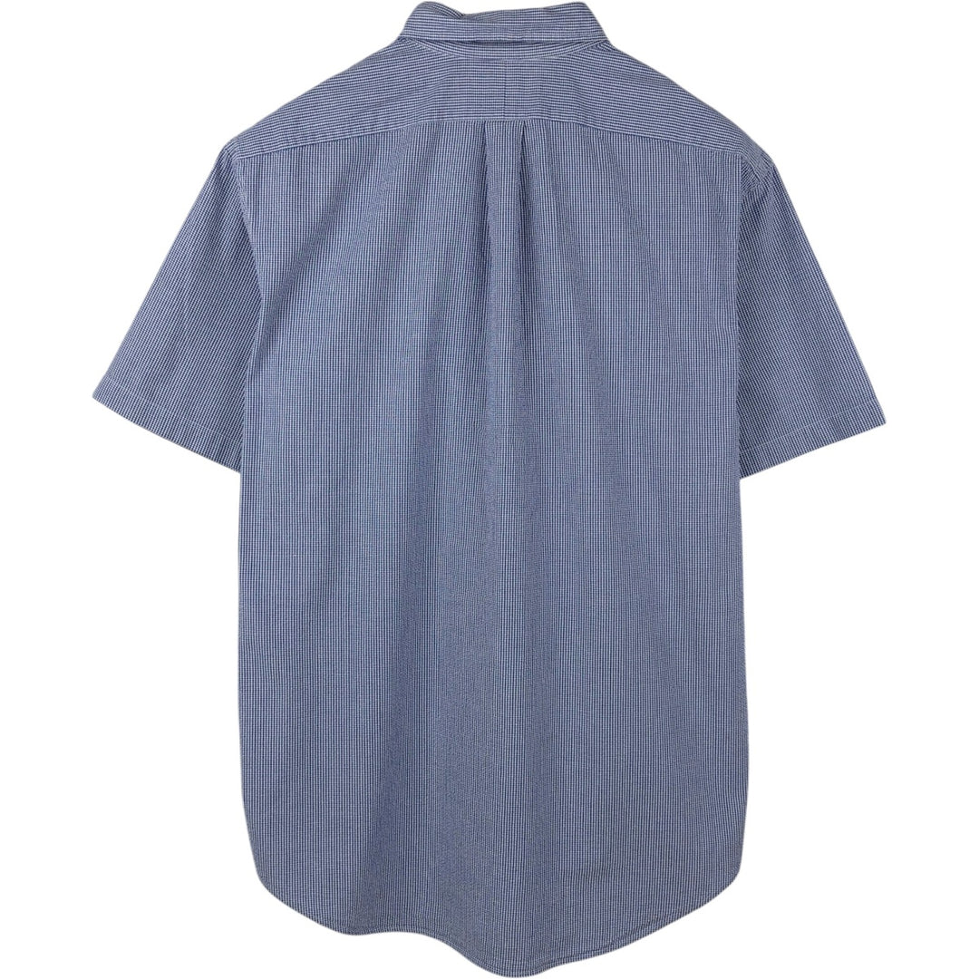 Ralph Lauren CLASSIC FIT Seersucker Short-Sleeve Button-Down Check Shirt, Men's Size L (approx.) cotton blue type Vintage Second Hand