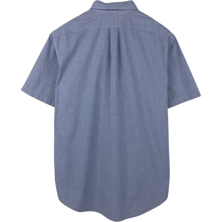 Ralph Lauren CLASSIC FIT Seersucker Short-Sleeve Button-Down Check Shirt, Men's Size L (approx.) cotton blue type Vintage Second Hand