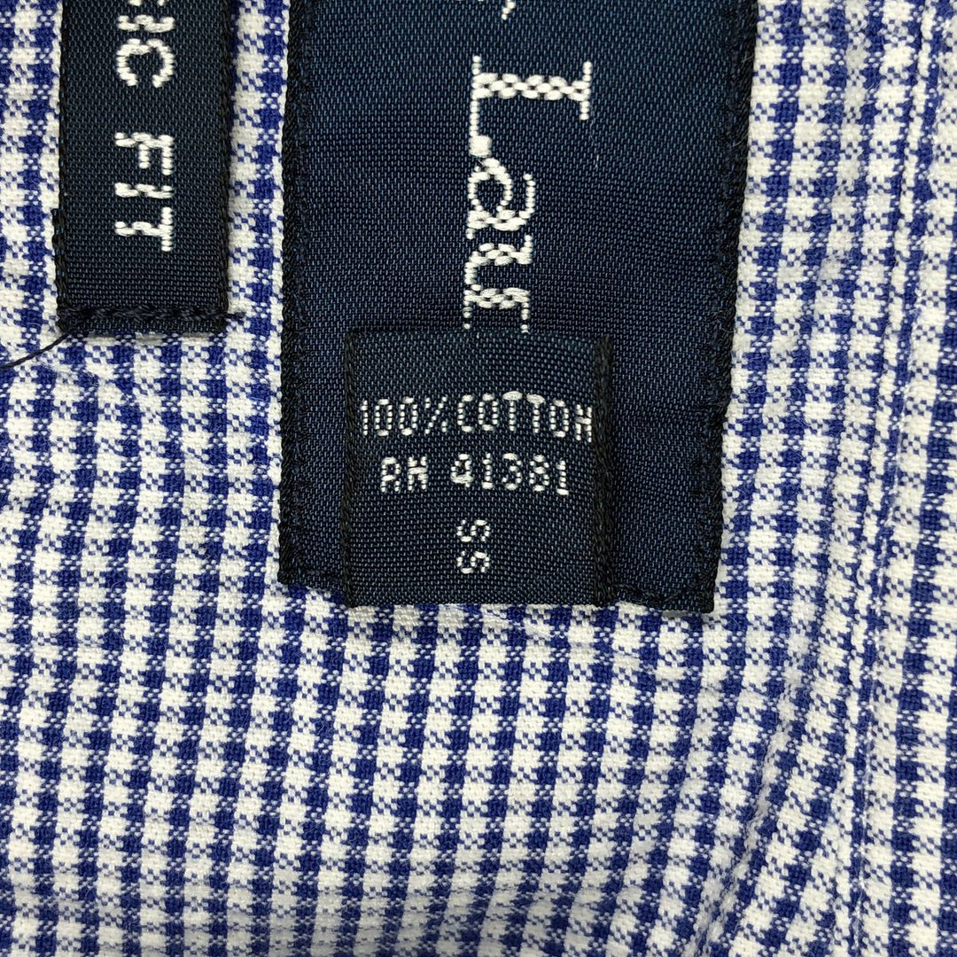 Ralph Lauren CLASSIC FIT Seersucker Short-Sleeve Button-Down Check Shirt, Men's Size L (approx.) cotton blue type Vintage Second Hand