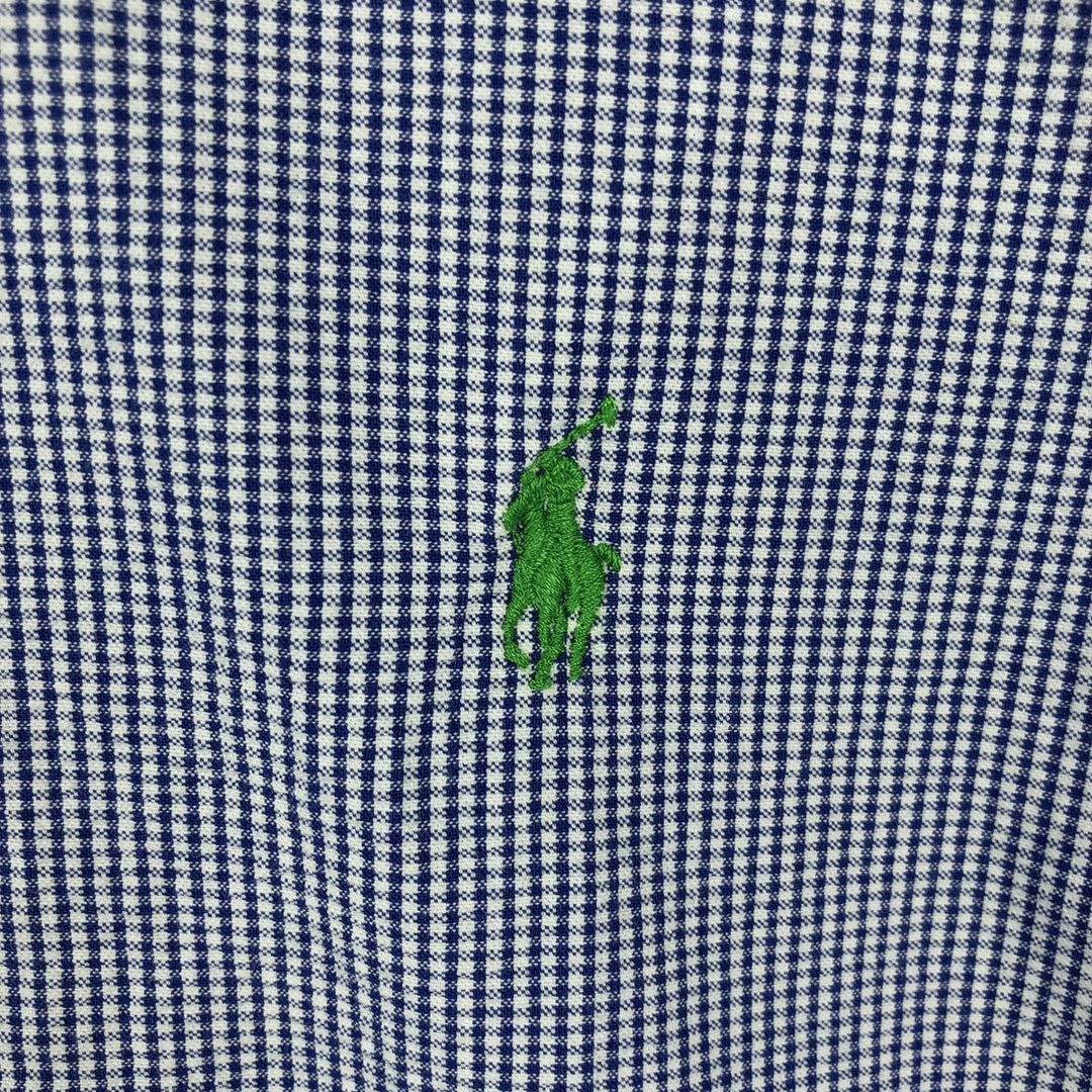 Ralph Lauren CLASSIC FIT Seersucker Short-Sleeve Button-Down Check Shirt, Men's Size L (approx.) cotton blue type Vintage Second Hand