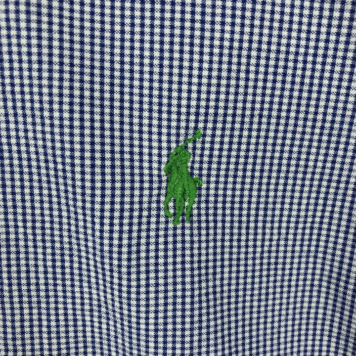 Ralph Lauren CLASSIC FIT Seersucker Short-Sleeve Button-Down Check Shirt, Men's Size L (approx.) cotton blue type Vintage Second Hand