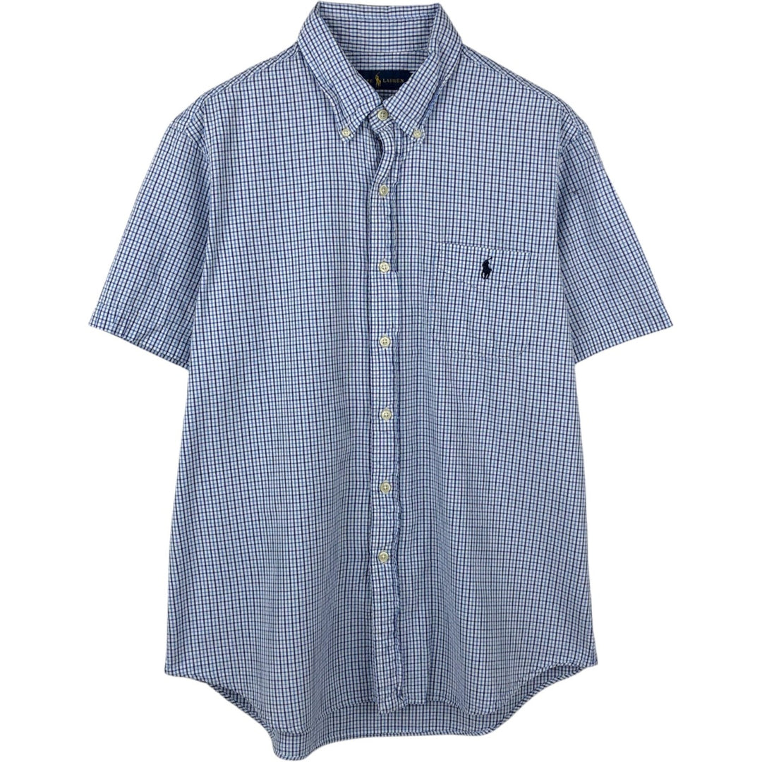 Ralph Lauren Seersucker Short Sleeve Button-Down Check Shirt, Men's Size L cotton white type Vintage Second Hand