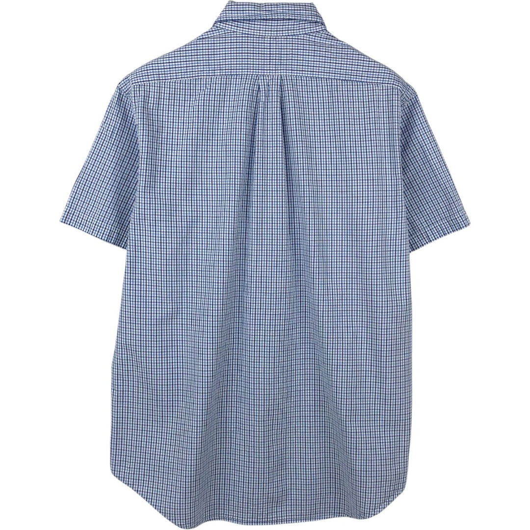 Ralph Lauren Seersucker Short Sleeve Button-Down Check Shirt, Men's Size L cotton white type Vintage Second Hand