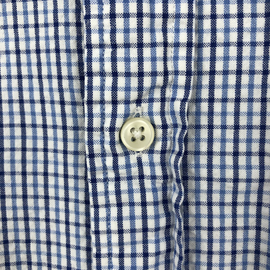 Ralph Lauren Seersucker Short Sleeve Button-Down Check Shirt, Men's Size L cotton white type Vintage Second Hand