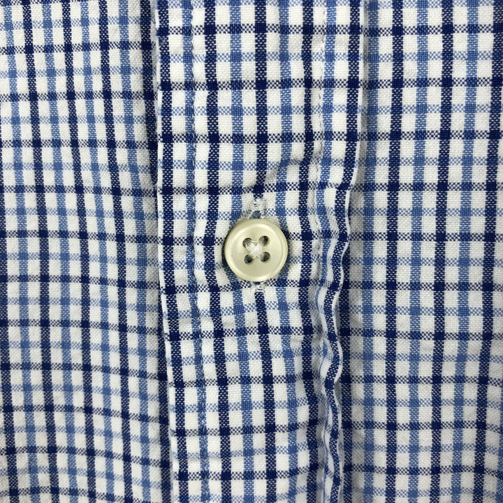 Ralph Lauren Seersucker Short Sleeve Button-Down Check Shirt, Men's Size L cotton white type Vintage Second Hand