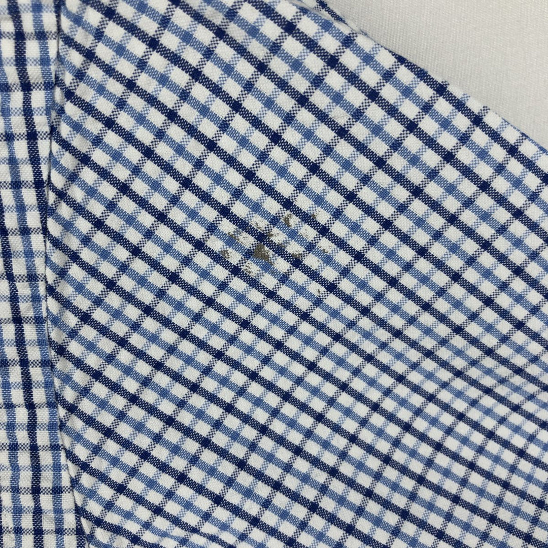 Ralph Lauren Seersucker Short Sleeve Button-Down Check Shirt, Men's Size L cotton white type Vintage Second Hand